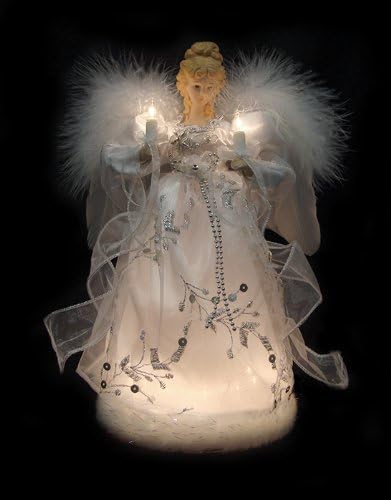 Vickerman Lighted White Silver Angel Tree Topper