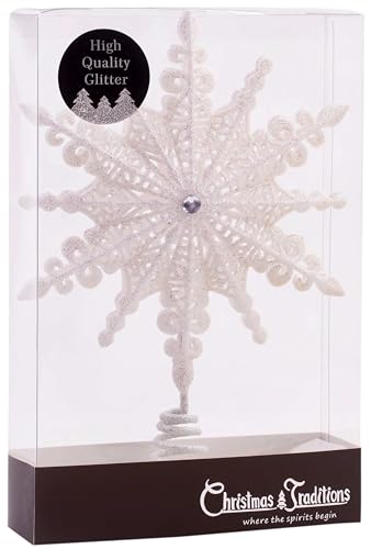 Iridescent Glittered Christmas Star Tree Topper