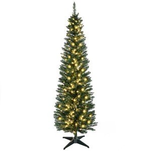 6' Pre-Lit Slim Noble Fir Christmas Tree