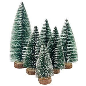 6pcs Mini Bottle Brush Christmas Trees Decor