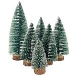6pcs Mini Bottle Brush Christmas Trees Decor