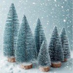 6pcs Mini Bottle Brush Christmas Trees Decor