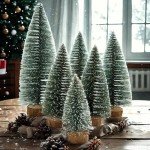 6pcs Mini Bottle Brush Christmas Trees Decor