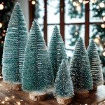 6pcs Mini Bottle Brush Christmas Trees Decor