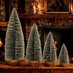 6pcs Mini Bottle Brush Christmas Trees Decor