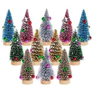 Set of 12 Mini Colorful Christmas Trees