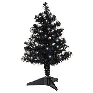 Miniature Black Christmas Tree with Lights 18.75