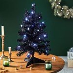 Miniature Black Christmas Tree with Lights 18.75