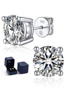 Sparkling Moissanite Stud Earrings in Sterling Silver