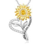 Sunflower Necklace Gifts for Women - You Are My Sunshine