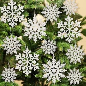 36pcs Glittery White Snowflake Ornaments for Christmas