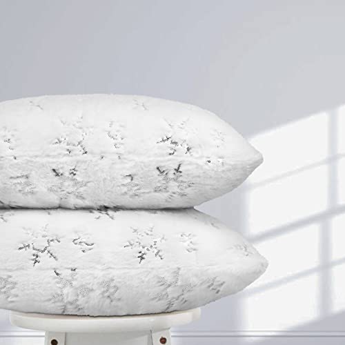 Snowflake Sequin Christmas Pillow Covers - Set of 2
