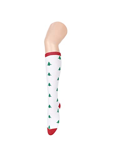 Christmas Tree Knee High Athletic Socks - White