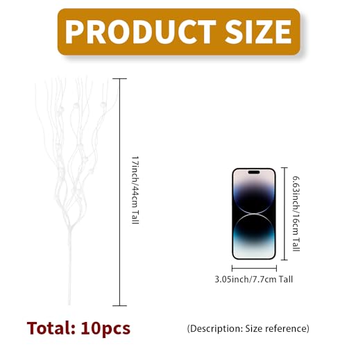 10 Pcs Glitter Berry Stems for Christmas Decor