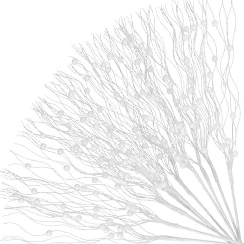 10 Pcs Glitter Berry Stems for Christmas Decor