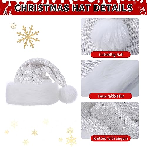 Sequin Christmas Santa Hat with Faux Fur Brim