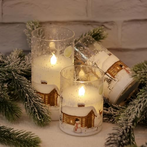 Set of 3 White Christmas Flameless Candles