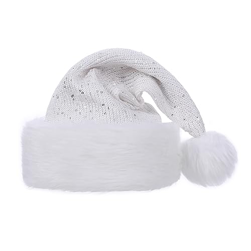 Sequin Christmas Santa Hat with Faux Fur Brim