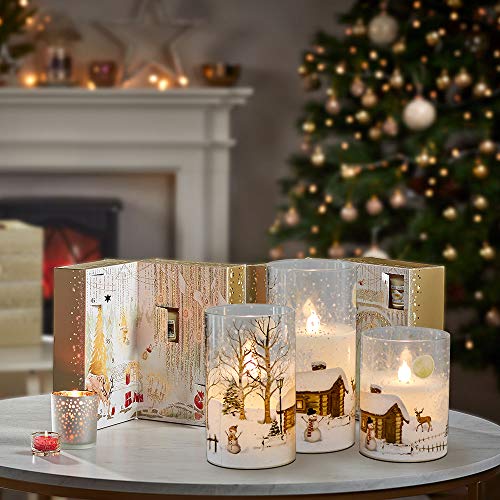 Set of 3 White Christmas Flameless Candles