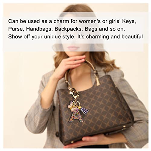 Personalized Initial Keychain with Purple Tassel