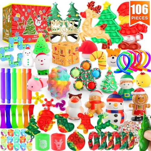 Christmas Fidget Toy Set - 106 Mini Keychains