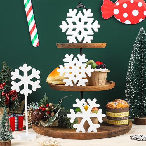 4 PCS Wooden Snowflake Tabletop Christmas Decor