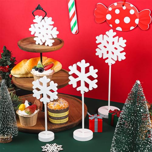 4 PCS Wooden Snowflake Tabletop Christmas Decor
