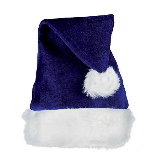 Royal Blue & White Plush Santa Hat