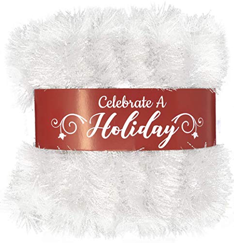 50ft White Tinsel Garland for Holiday Decor