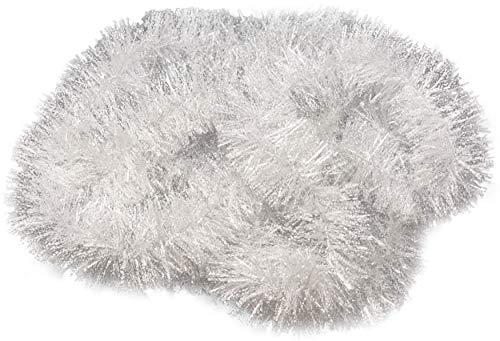 50ft White Tinsel Garland for Holiday Decor