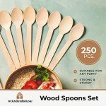 Disposable Wooden Spoons Set of 250 pcs – Biodegradable Utensils, Eco–Friendly & Compostable Disposable Cutlery – Perfect for Parties, Events & Catering - Wooden Spoons Disposable Wooden Cutlery
