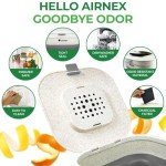 AIRNEX Collapsible Compost Bin Kitchen Counter Caddy - 1 Gallon Countertop Compost Bin with Lid Made of Wheat Straw - Odorless Kitchen Compost Bin Countertop with 20 Compost Bags and 2 Carbon Filters