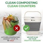 AIRNEX Collapsible Compost Bin Kitchen Counter Caddy - 1 Gallon Countertop Compost Bin with Lid Made of Wheat Straw - Odorless Kitchen Compost Bin Countertop with 20 Compost Bags and 2 Carbon Filters
