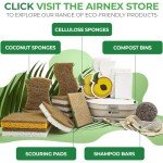 AIRNEX Collapsible Compost Bin Kitchen Counter Caddy - 1 Gallon Countertop Compost Bin with Lid Made of Wheat Straw - Odorless Kitchen Compost Bin Countertop with 20 Compost Bags and 2 Carbon Filters