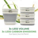 AIRNEX Collapsible Compost Bin Kitchen Counter Caddy - 1 Gallon Countertop Compost Bin with Lid Made of Wheat Straw - Odorless Kitchen Compost Bin Countertop with 20 Compost Bags and 2 Carbon Filters