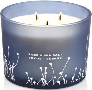White Sage Sea Salt 3 Wick Candle Large 14.5 oz | Sage Candles for Cleansing House | Natural Soy Candle for Home Scented | Aromatherapy Energy Cleansing Sage Scented Candles for Women & Men