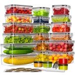 KEMETHY 44-Piece Food Storage Containers with Lids(22 Containers & 22 Lids), Plastic Food Containers for Pantry & Kitchen Storage and Organization, BPA-Free, Leak Proof, Reusable with Labels & Pen