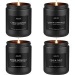 Scented Candles Set | Gifts for Men - Men Candles Set, Masculine Candle, Soy Candles for Home Scented - 4 Pack Candles Scents of Cedar Oakmoss/Pine&Clove/Patchouli/Sandalwood