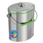 iTouchless Ecowise Stainless Steel Compost Bin Kitchen Countertop, 1.6 Gallon Trash Can Includes Odor Filter, Titanium Rust-Free Space-Efficient Slim Oval Shape 6 Liter Home, Office Business Breakroom