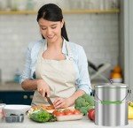 iTouchless Ecowise Stainless Steel Compost Bin Kitchen Countertop, 1.6 Gallon Trash Can Includes Odor Filter, Titanium Rust-Free Space-Efficient Slim Oval Shape 6 Liter Home, Office Business Breakroom