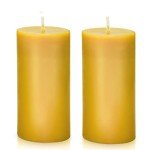 Natural Beeswax Pillar Candle, Smokeless Dripless Pure Beeswax Candle Set with Natural Scent for Room Decoration Prayer Party, Long Lasting Burn Time,1.89x3.86 inch (2 Pack),Brown Raw