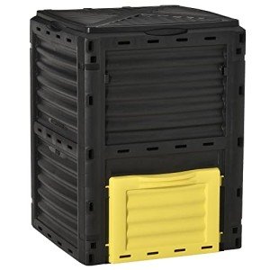 Outsunny Garden Compost Bin 80 Gallon Outdoor Large Capacity Composter Fast Create Fertile Soil Aerating Box, Easy Assembly, Yellow