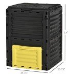 Outsunny Garden Compost Bin 80 Gallon Outdoor Large Capacity Composter Fast Create Fertile Soil Aerating Box, Easy Assembly, Yellow