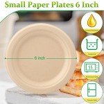 Greconv Eco Friendly Small Paper Plates - 6 Inch, 50 Pack, Compostable, Made of Sugarcane Fibers, Brown, Dessert Plates
