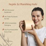 12 - HeyBamboo 100% Bamboo 3-Ply Toilet Paper, Unbleached, Non Toxic, 24 Double Rolls, 360 Sheets, FSC Certified, Soft & Strong, Pack of 24, Plastic-Free