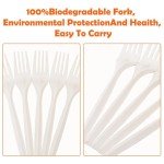 100% Eco Friendly Compostable Forks Disposable Forks Cornstarch Based 50 Large Disposable Utensils (6.7 in.) Durable and Heat Resistant Alternative to Plastic Forks Party Supplies