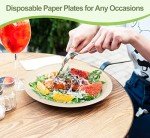 GREENESAGE Paper Plates 9 inch, 50 Pack Eco Friendly Disposable Plates, 100% Compostable Paper Plates, Paper Plates Dinner Heavy Duty, Sturdy Paper Plates for Everyday, Biodegradable Plates