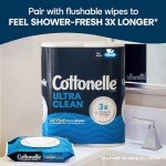 Cottonelle Ultra Clean Toilet Paper with Active CleaningRipples Texture, Strong Bath Tissue, 24 Family Mega Rolls (24 Family Mega Rolls = 132 Regular Rolls) (4 Packs of 6), 353 Sheets per Roll