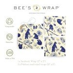 Bee's Wrap Reusable Beeswax Food Wraps Made in The USA, Eco Friendly Beeswax Wraps for Food, Sustainable Food Storage Containers, Reusable Bags Assorted 3 Pack (2M, 1 Sandwich), Bees + Bears Print