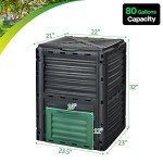 Goplus Compost Bin, 80 Gallon (300 L) Large Outdoor Composting Box w/Top Flip Latch-on Lid, Bottom Exit Door, BPA Free Material, Grass Food Trash Composter Barrel for Garden Yard, Easy Assembly